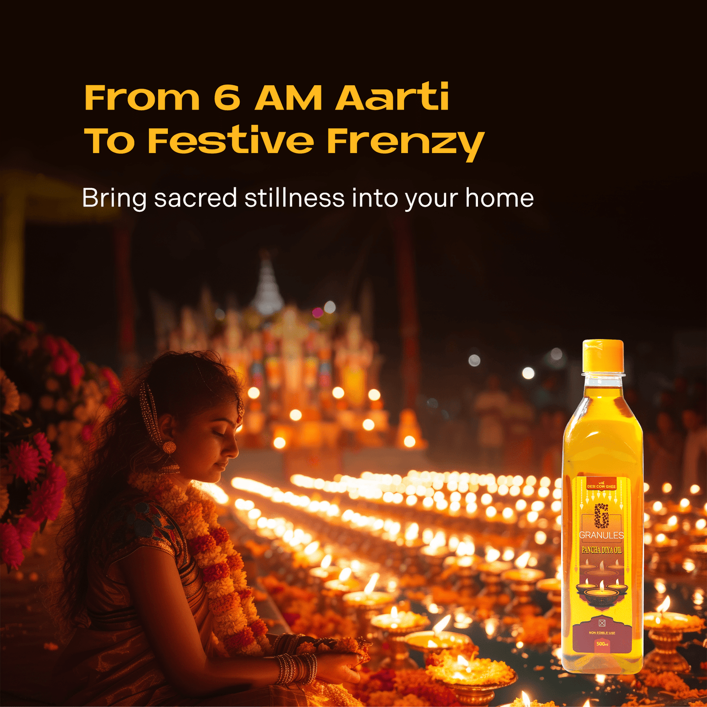The Granules Daily Pooja Ritual Combo – Diya Oil + Ghee Diya Batti