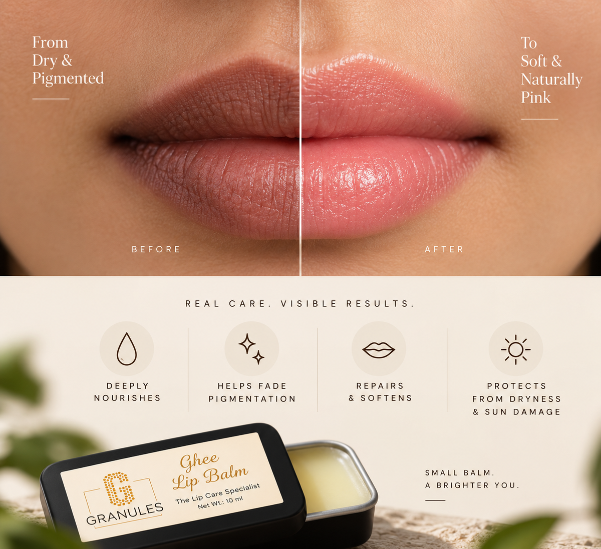 Granules Ghee Lip Balm | Made with Natural Butters & Oils | 10ml