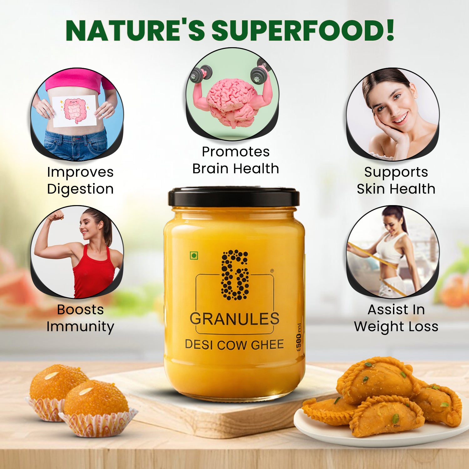 Rich in traditional nourishment
Supports healthy lifestyle and wellnessa
Perfect for daily cooking and meals
Made using traditional methods
Pure and authentic desi goodness
Adds rich aroma and taste to food
Ideal for wellness and balanced living
Trusted source of healthy fats
Inspired by Ayurvedic traditions
Natural goodness for everyday use
Crafted for purity and quality
Suitable for cooking and rituals
Wholesome nutrition for families
Traditional Indian kitchen essential
Pure cow ghee for better living