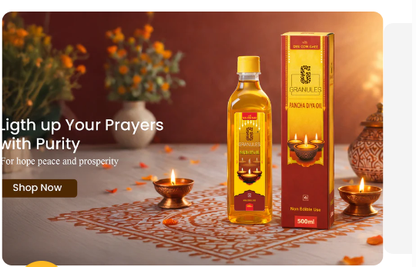 The Granules Daily Pooja Ritual Combo – Diya Oil + Ghee Diya Batti